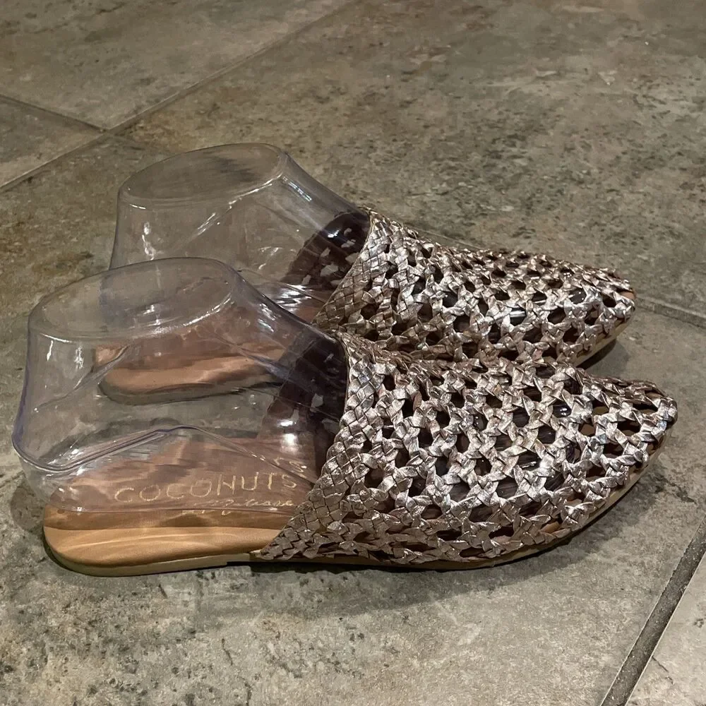 Coconuts By Matisse Island Gold Woven Leather Every Sandal Mule Shoe Womens 6M